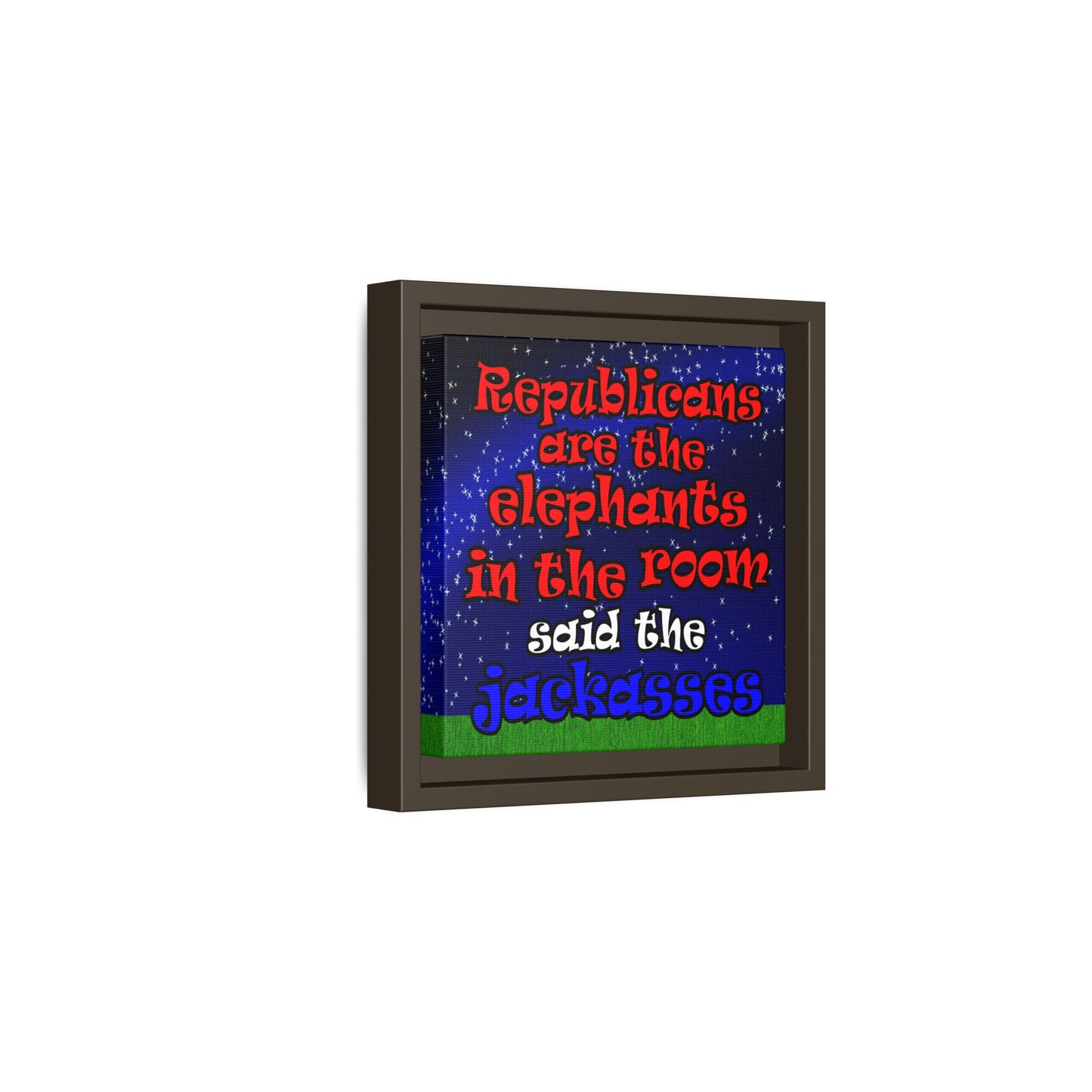 donkeys and elephants - framed canvas art ('snoops' background)