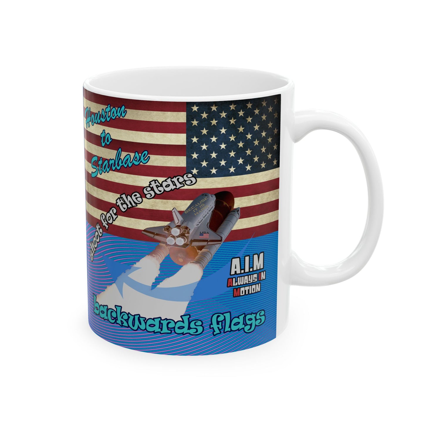 shoot for the stars - White Mug (light blue-purple wave)