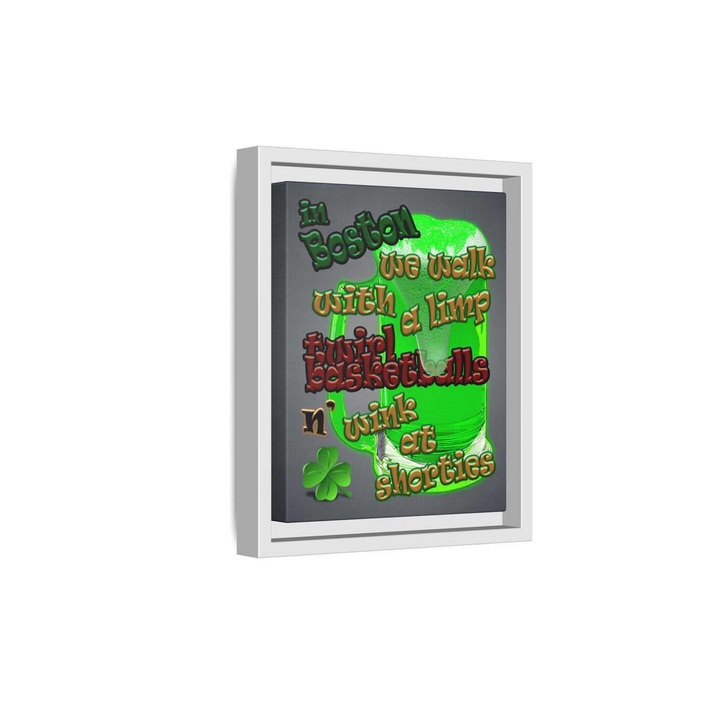 celtics logo - framed canvas art (grey-light grey)