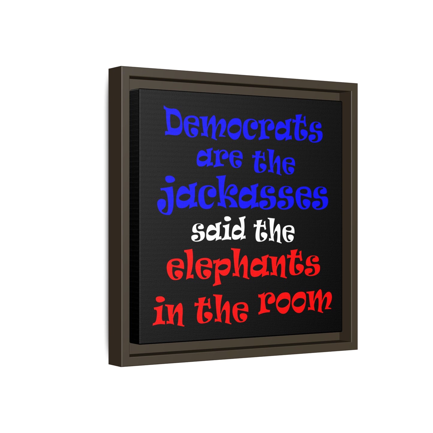 donkeys and elephants - framed canvas art (black)