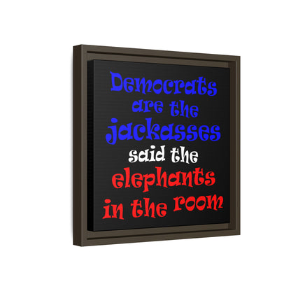 donkeys and elephants - framed canvas art (black)