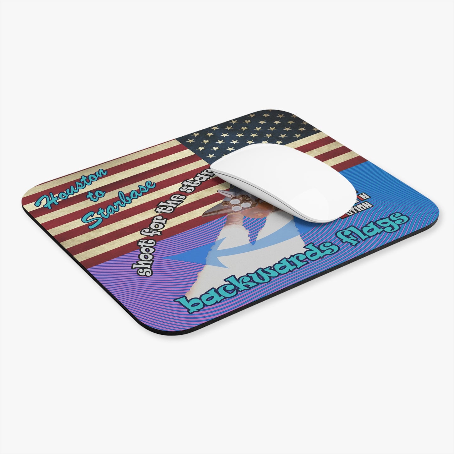 shoot for the stars - Mouse Pad (Rectangle) - (light blue-purple wave)