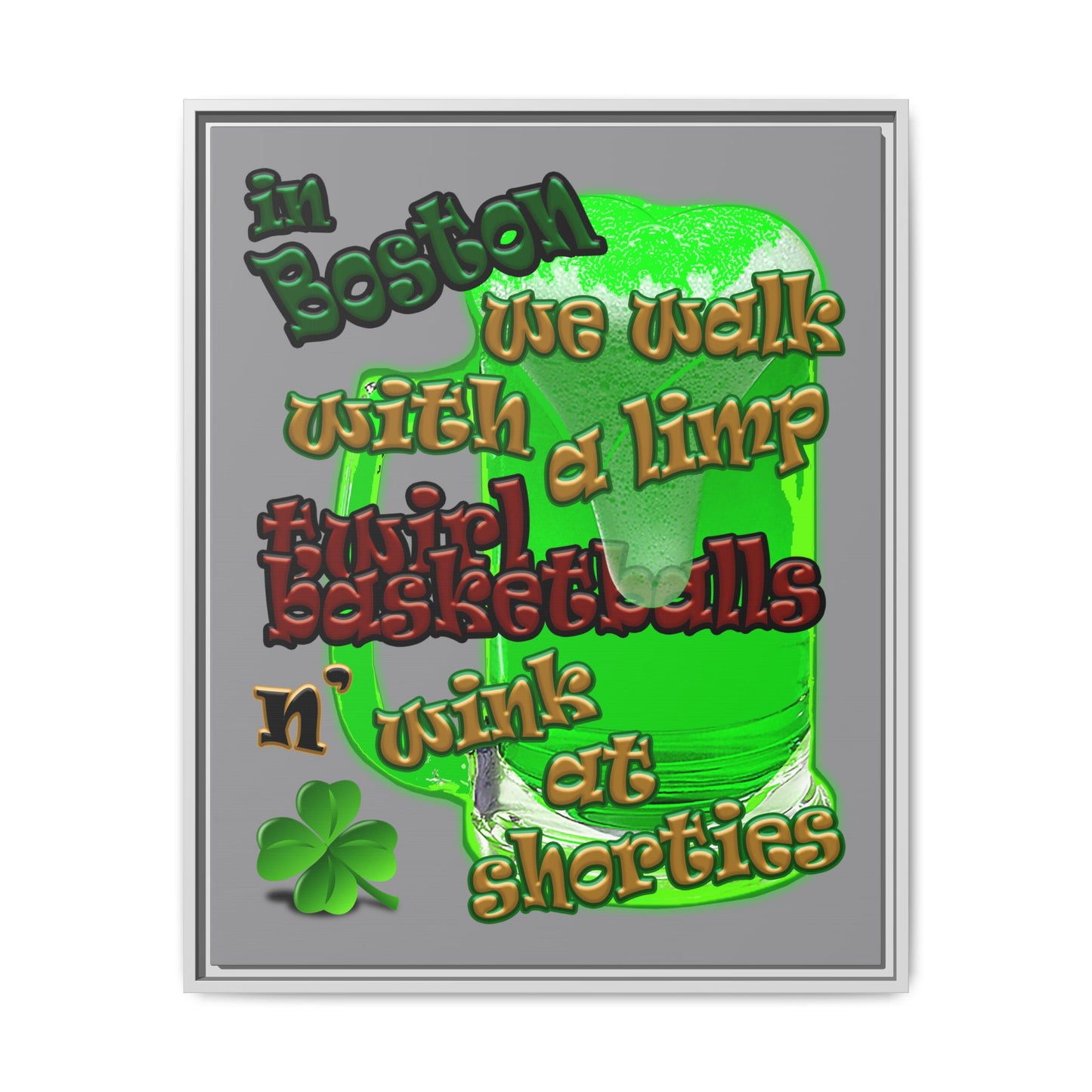 celtics logo - framed canvas art (grey)