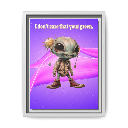 I don't care that your green - framed canvas art (purple-pink wave)