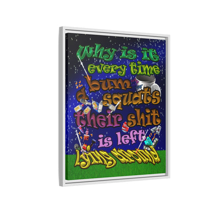 the bum's shit - framed canvas art ('snoops' background)