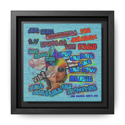 drop the beat - framed canvas art (faded blue)