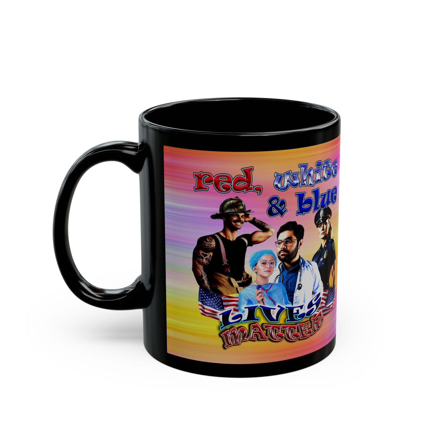 rw&b lives matter - Black Mug (color blur)