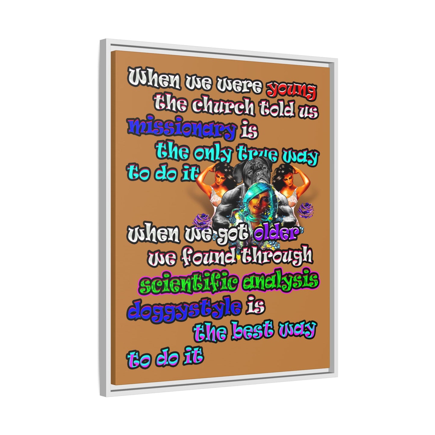 doggystyle - framed canvas art (light brown)