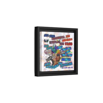 drop the beat - framed canvas art (white marble)