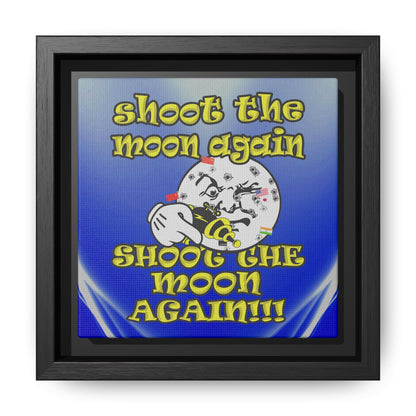 shoot the moon again - framed canvas art (blue-white wave)