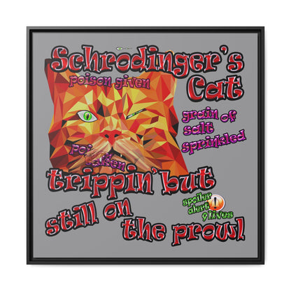 schrodinger's cat - framed canvas art (grey)