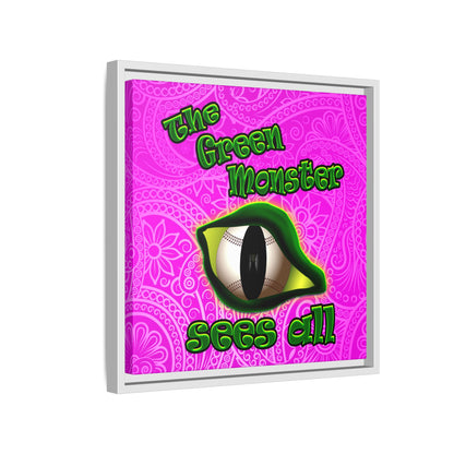 green monster - framed canvas art (pink swirl)