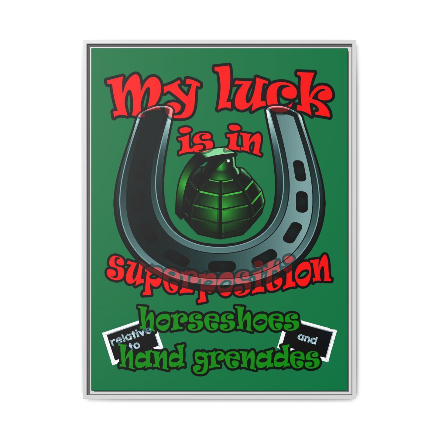 my luck - framed canvas art (dark green)