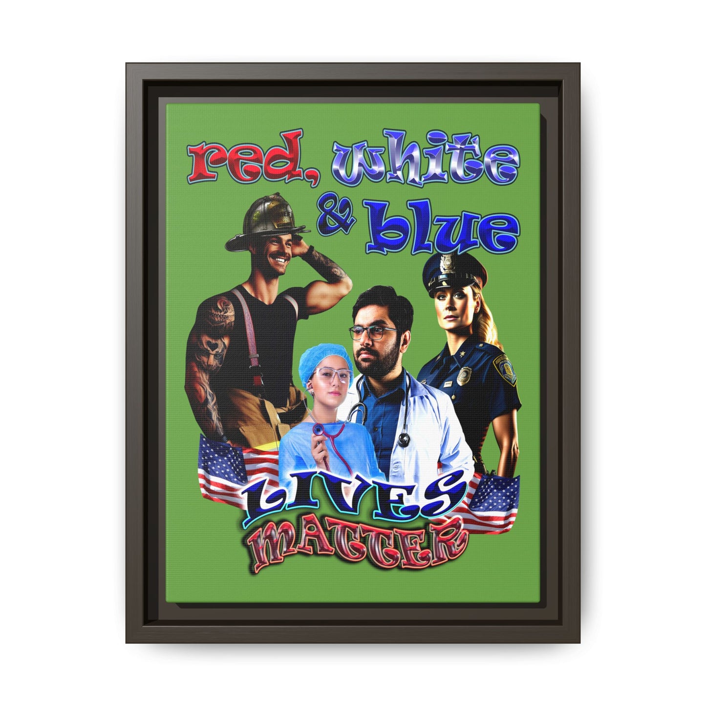 rw&b lives matter - framed canvas art (green)
