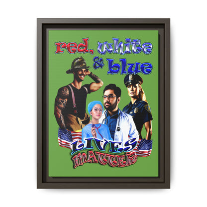 rw&b lives matter - framed canvas art (green)