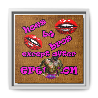 hoes b4 bros - framed canvas art (brown papyrus)