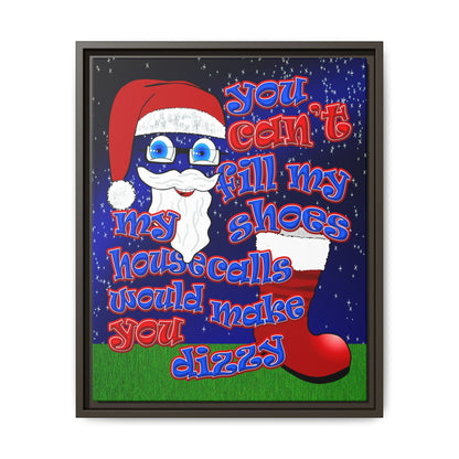 santa's shoes - framed canvas art ('snoops' background)