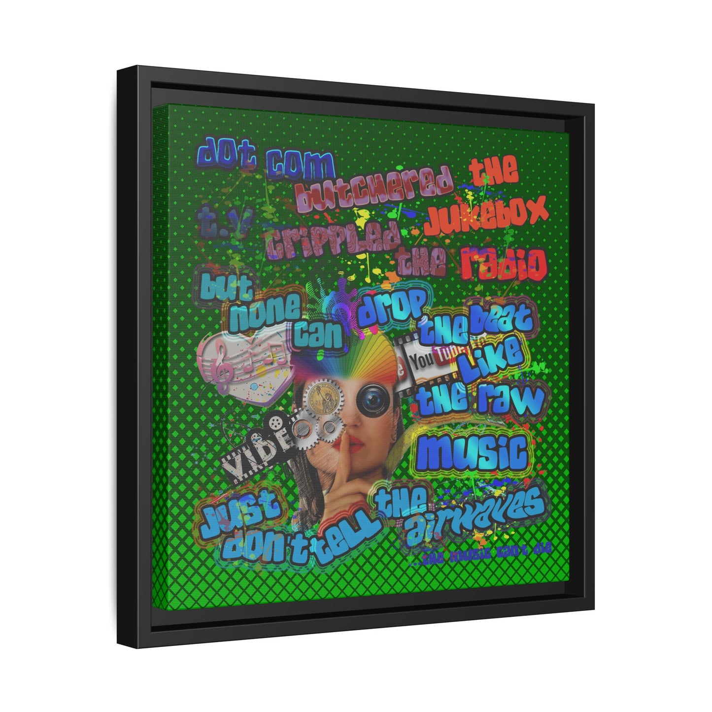 drop the beat - framed canvas art (logo green)