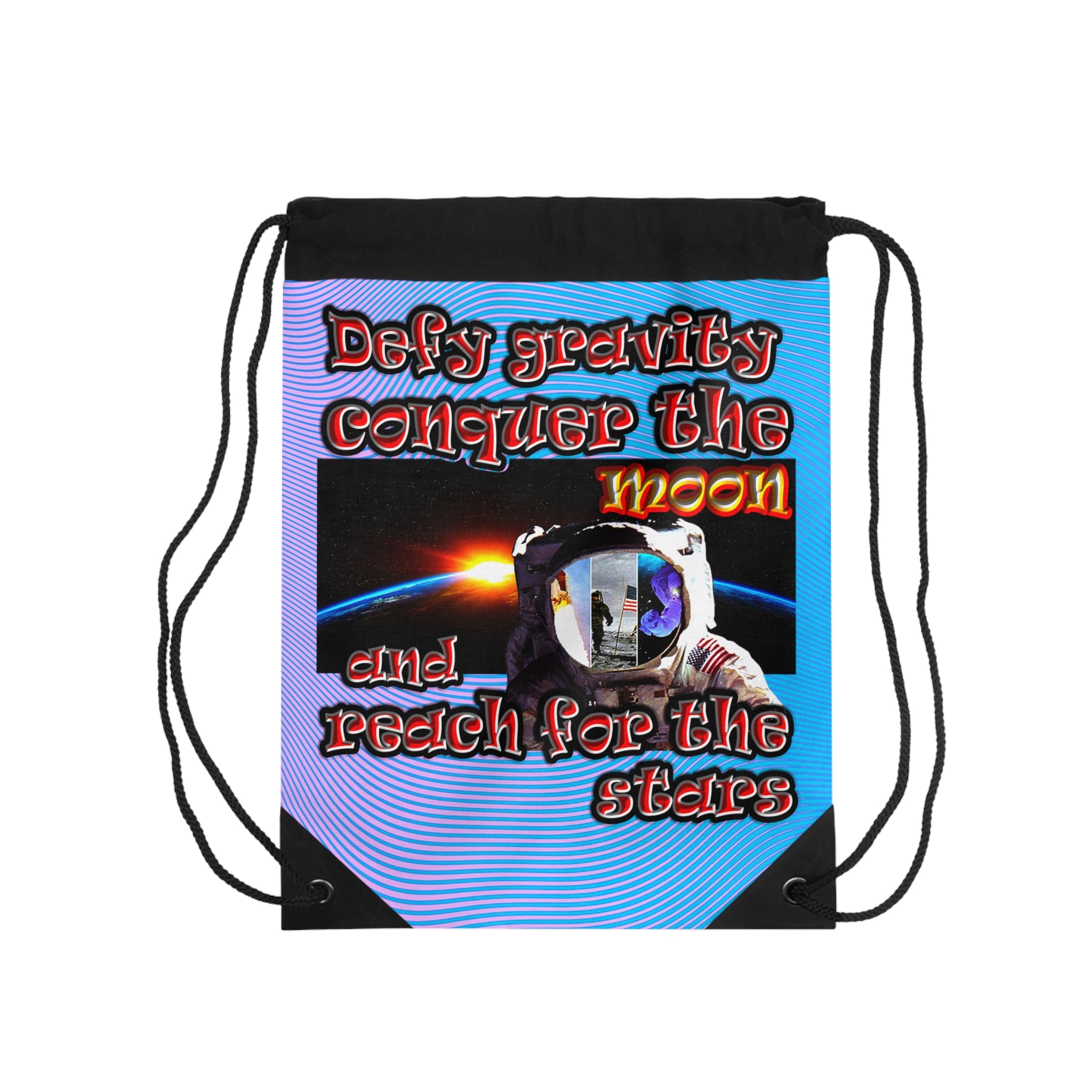 defy conquer reach - Drawstring Bag (light blue-purple wave)