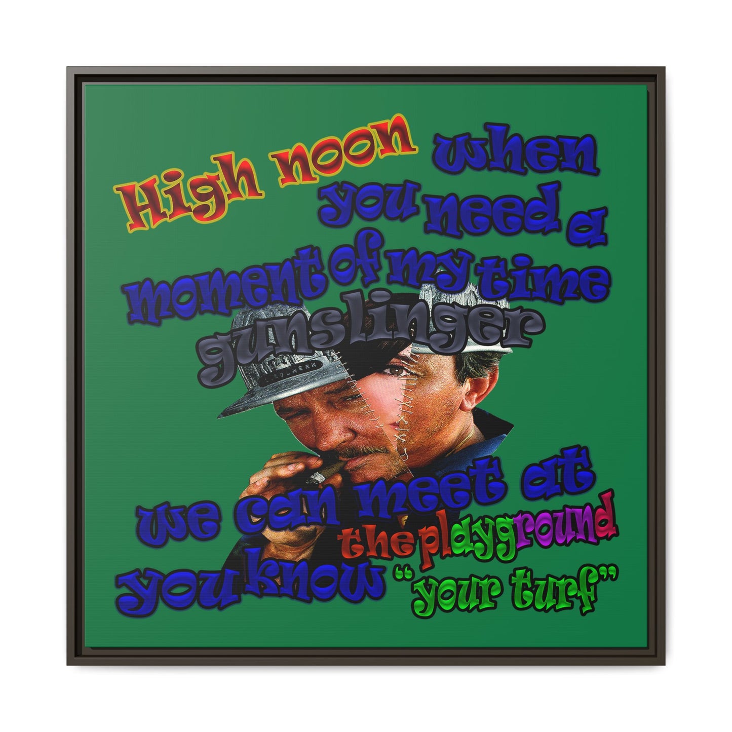 high noon - framed canvas art (dark green)