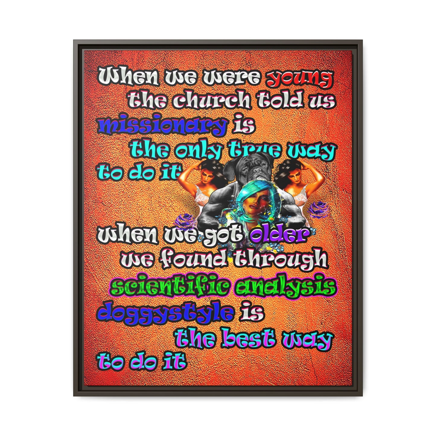 doggystyle - framed canvas art (burnt orange)