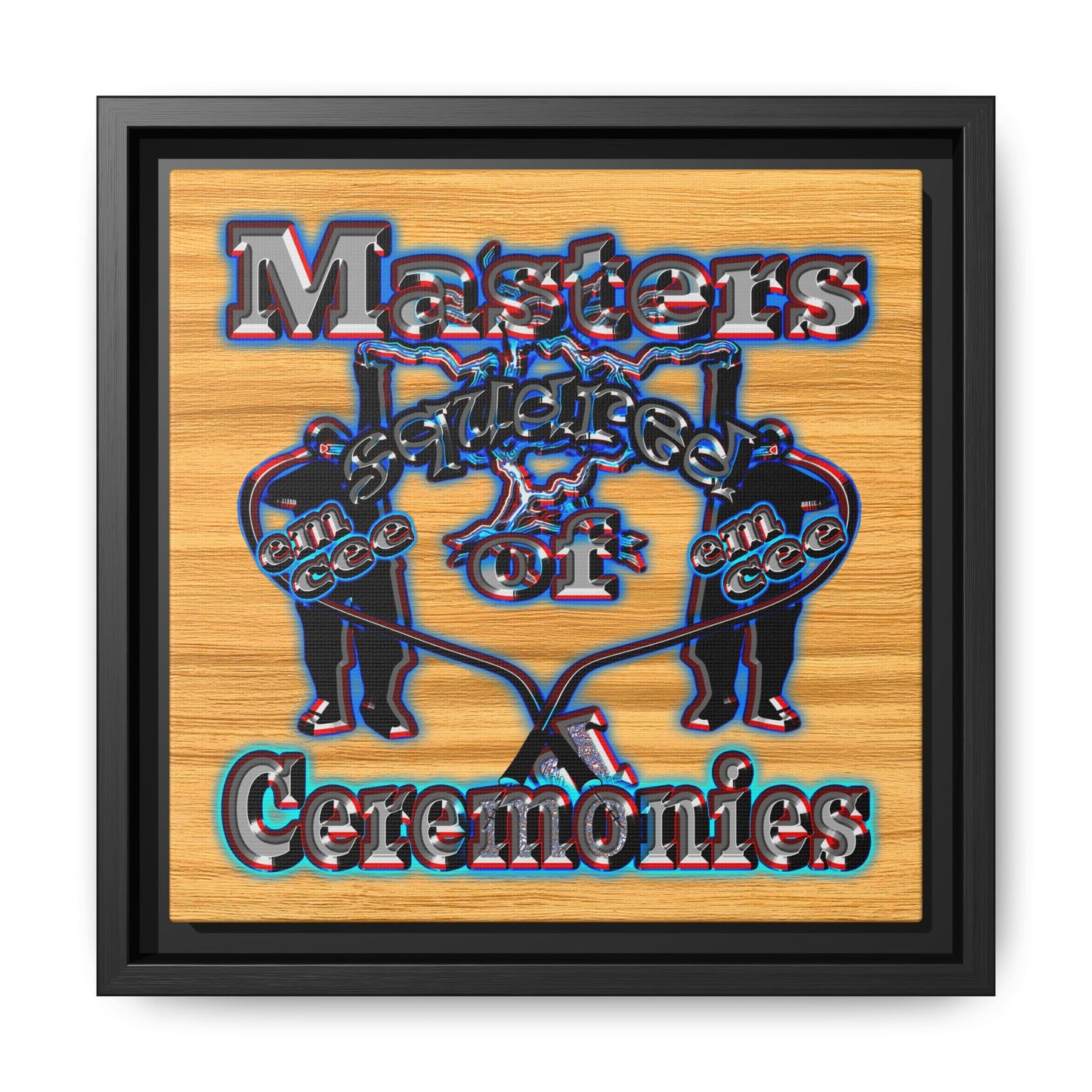 em cee squared - framed canvas art (butterscotch wood finish)
