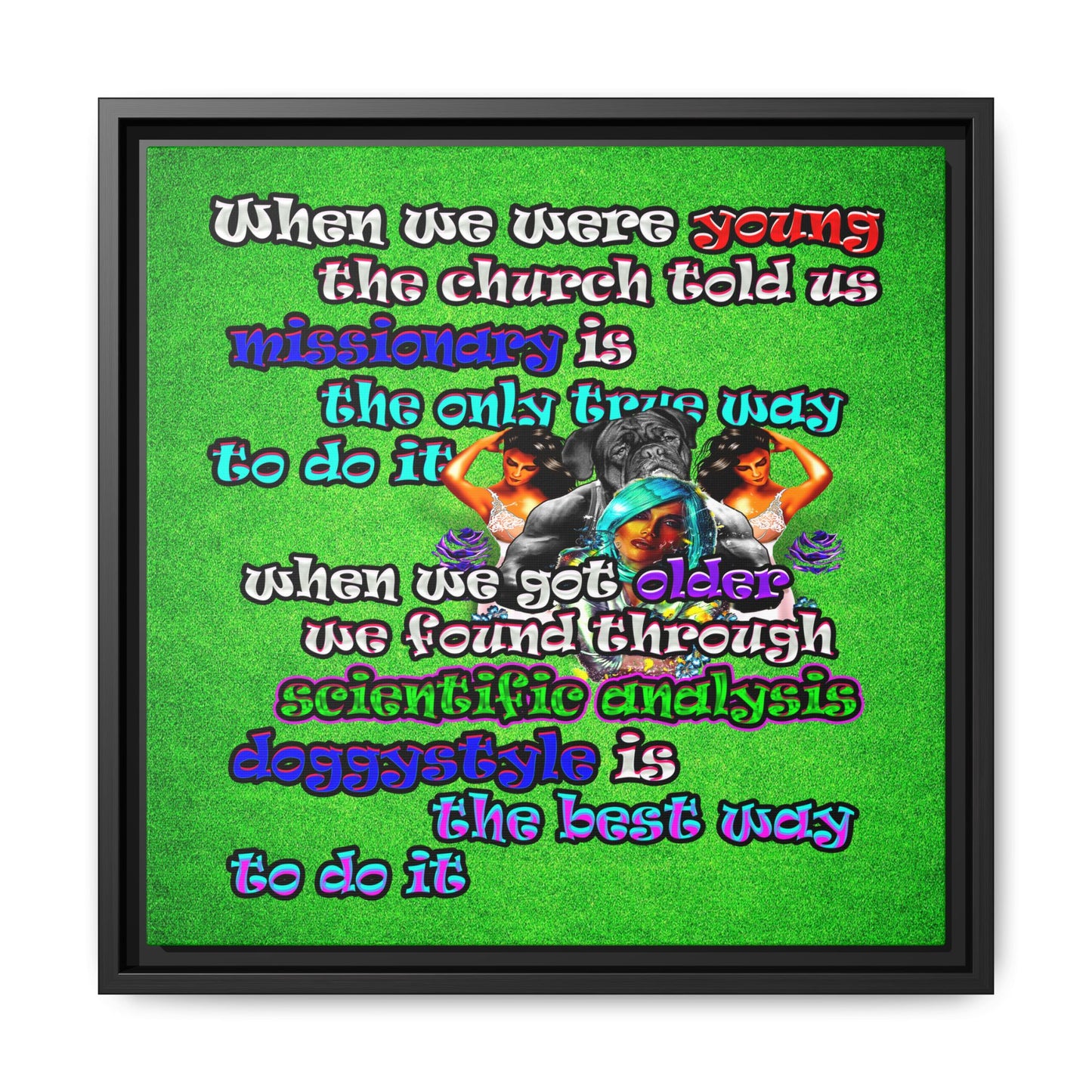 doggystyle - framed canvas art (green turf)