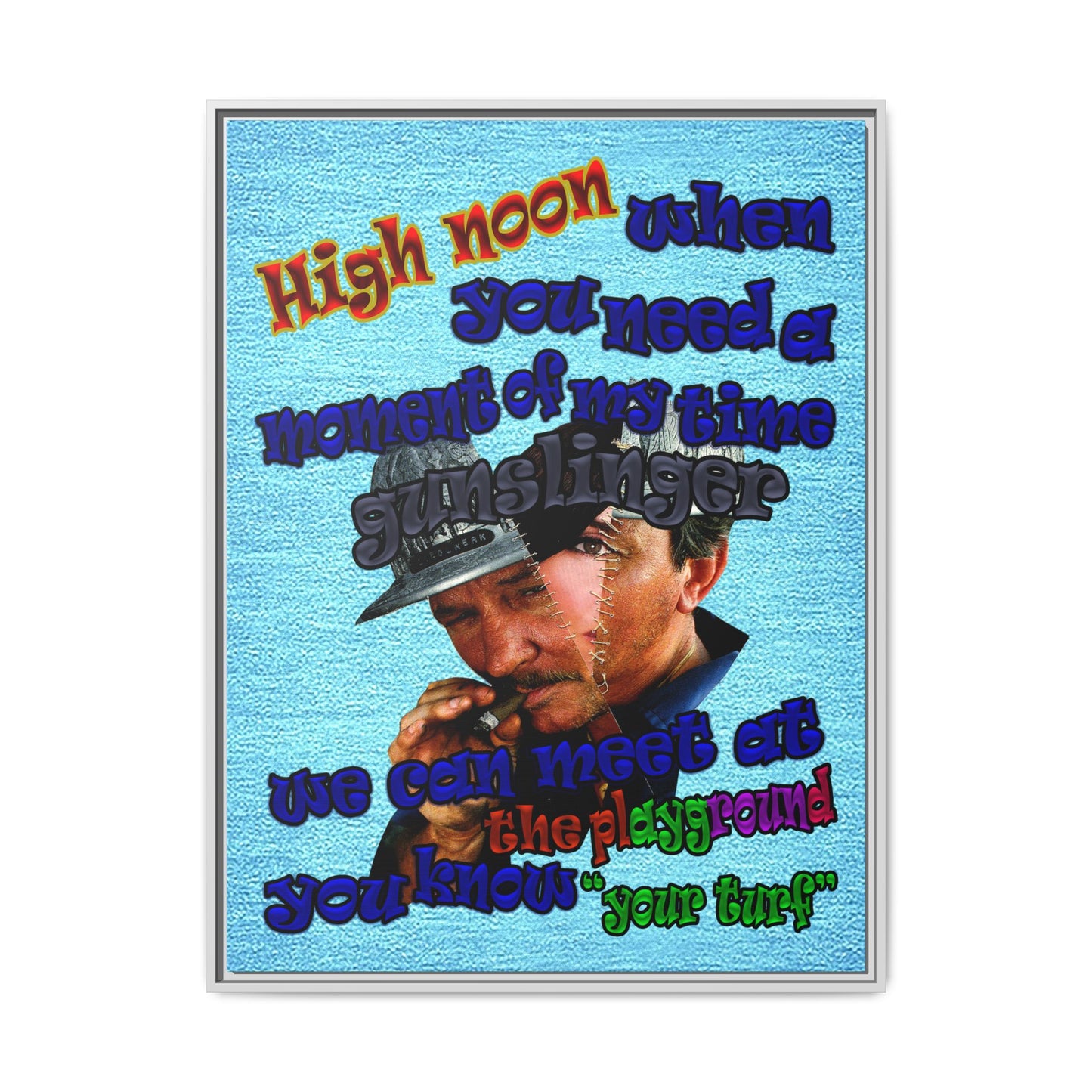 high noon - framed canvas art (faded blue)