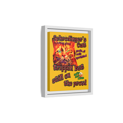 schrodinger's cat - framed canvas art (yellow)