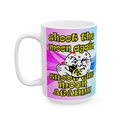 shoot the moon again - White Mug (light blue-pink wave)
