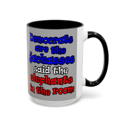 donkeys and elephants - Accent Mug (light grey)