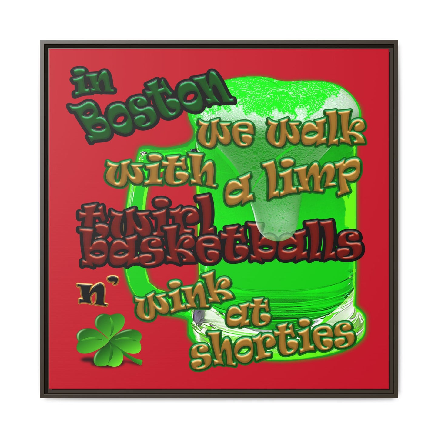 celtics logo - framed canvas art (dark red)