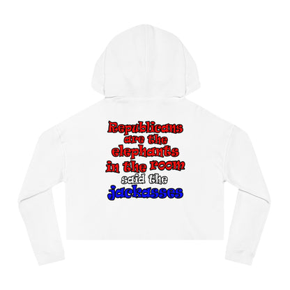 donkeys and elephants - Women’s Cropped Hooded Sweatshirt