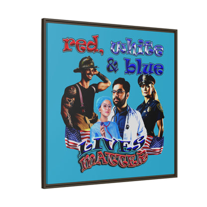 rw&b lives matter - framed canvas art (turquoise)