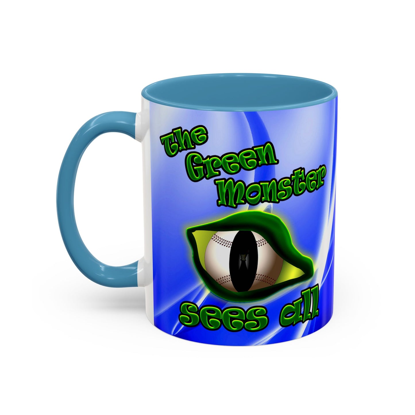green monster - Accent Mug (blue-white wave)