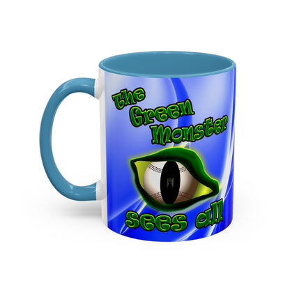 green monster - Accent Mug (blue-white wave)