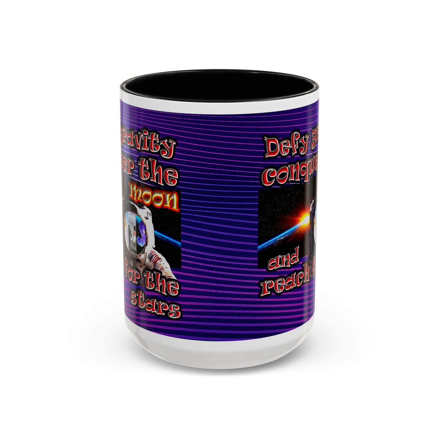 defy conquer reach - Accent Mug (purple wave)