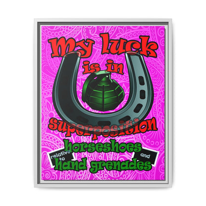 my luck - framed canvas art (pink swirl)