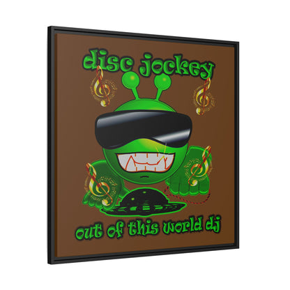 disc jockey - framed canvas art (brown)