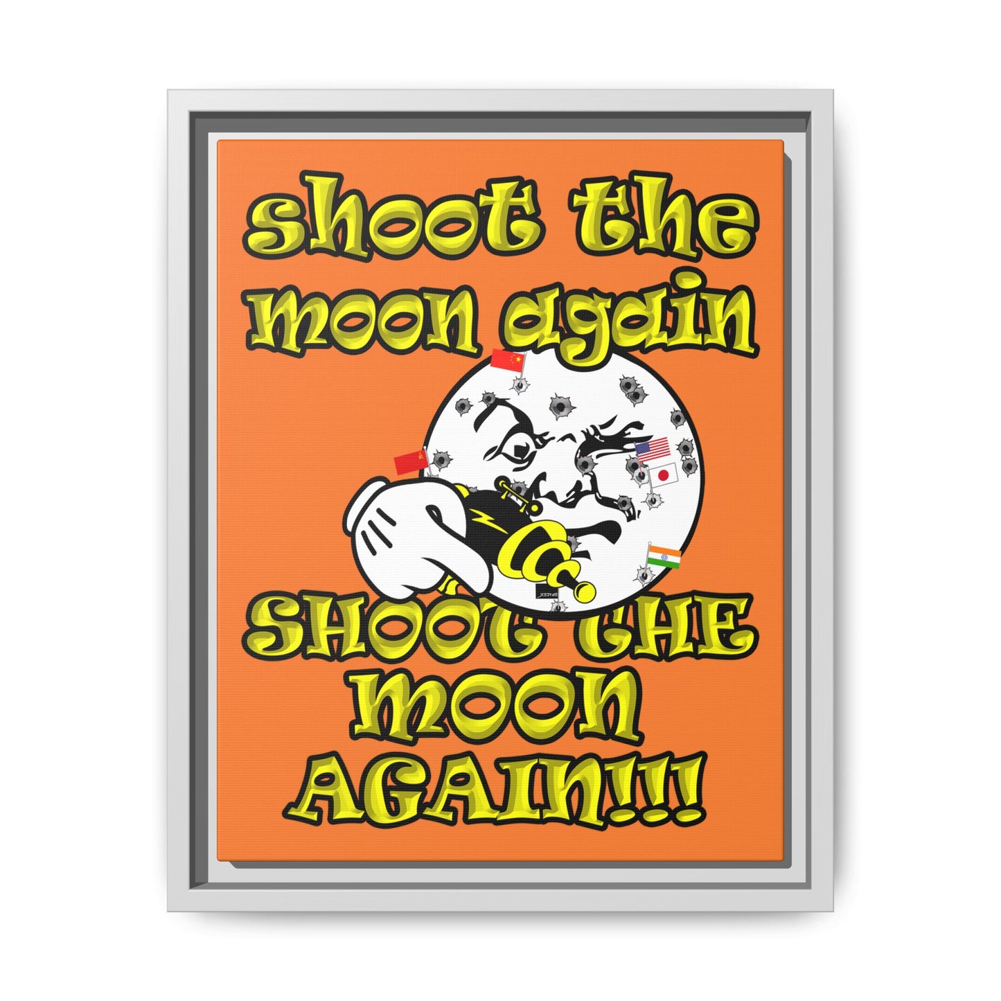 shoot the moon again - framed canvas art (crusta)