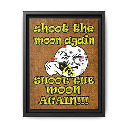 shoot the moon again - framed canvas art (brown papyrus)