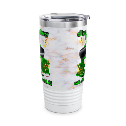 disc jockey - Ringneck Tumbler, 20oz (white marble)
