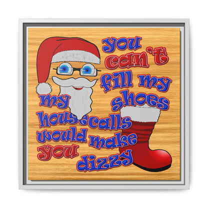 santa's shoes - framed canvas art (butterscotch wood finish)