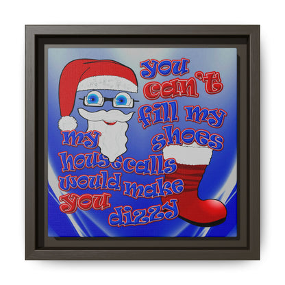 santa's shoes - framed canvas art (blue-white wave)