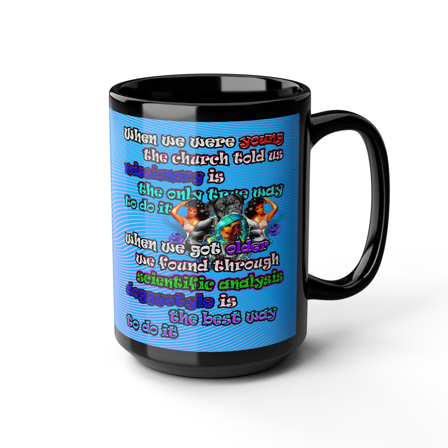 doggystyle - Black Mug (light blue-purple wave)