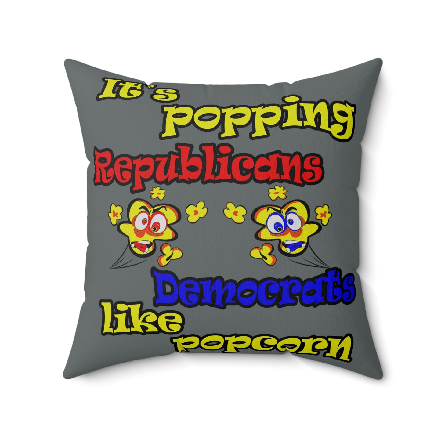 popping like popcorn - Spun Polyester Square Pillow - (dark grey)
