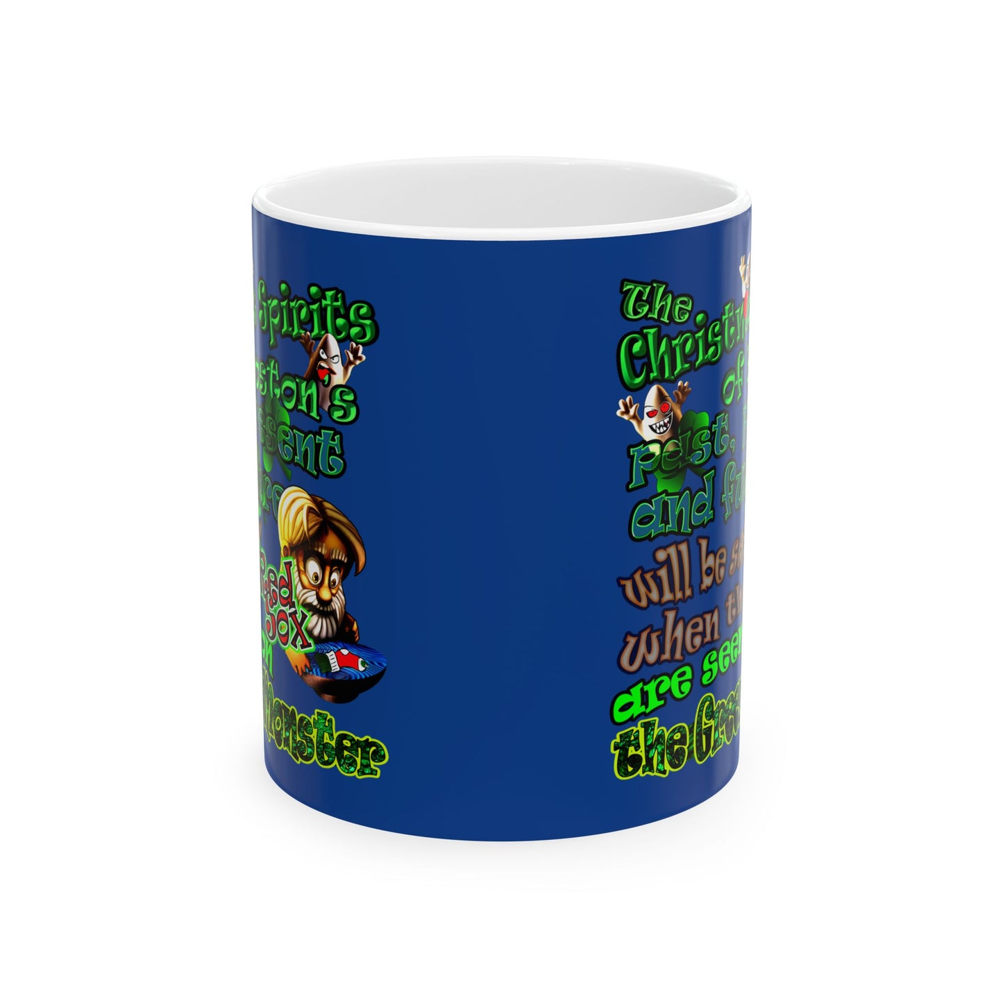 christmas spirits of boston - White Mug (dark blue)
