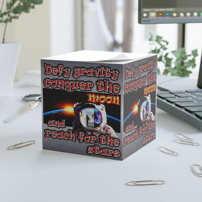defy conquer reach - note cube (brushed nickel)