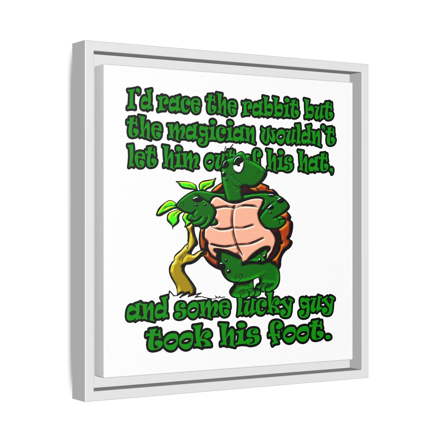 turtle race - framed canvas art (white)