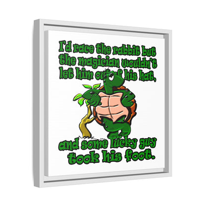turtle race - framed canvas art (white)